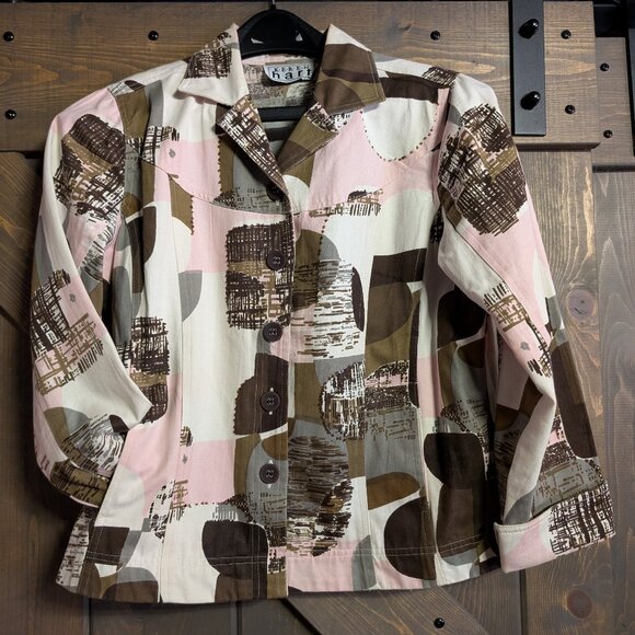 K-e-r-e-n hart ivory/brown/grey/pink jacket size M with bead work - Picture 1 of 2